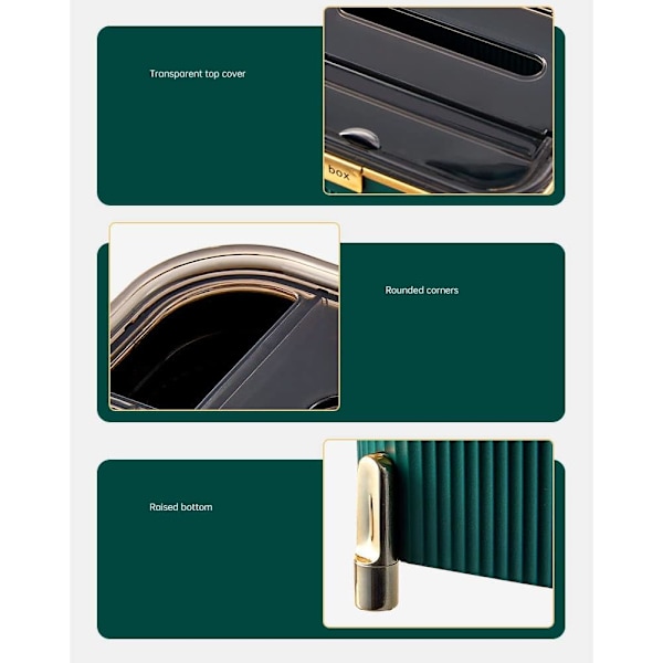 Rektangulär servettlådeöverdrag med förvaringsfack, dekorativ ansiktsvävnad dark green
