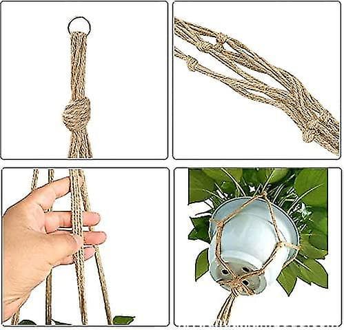 Macrame Hängkorg, 3 st Bomullsrep Hängkorg Växtkorg Hållare (122 cm)