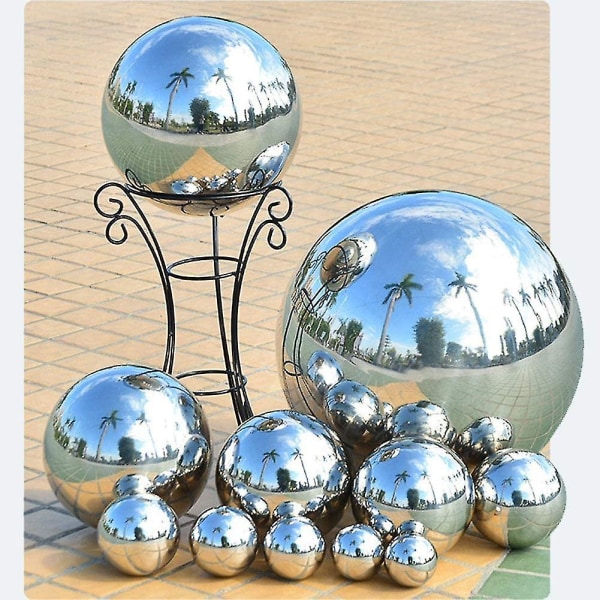 6 stk. Gazing Ball 2,36/3,15/3,93 i sømløs sølv rustfrit stål poleret
