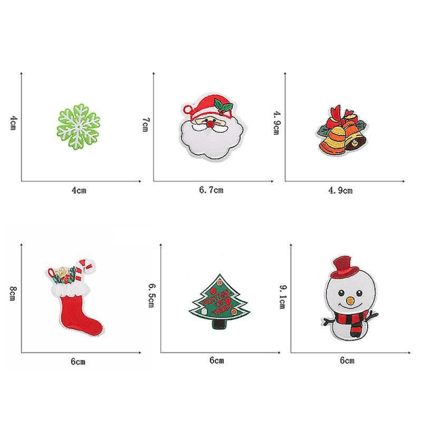 18 st broderade julgranar och tomtar att sy eller stryka på kläder