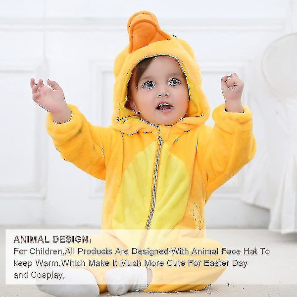 Unisex Dyredrakt Vinter Høst Flanell Hettegenser Romper F Duck 80CM