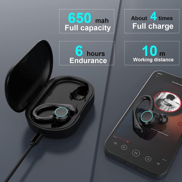 Bluetooth-hörlurar True Wireless Earbuds med laddningsfodral