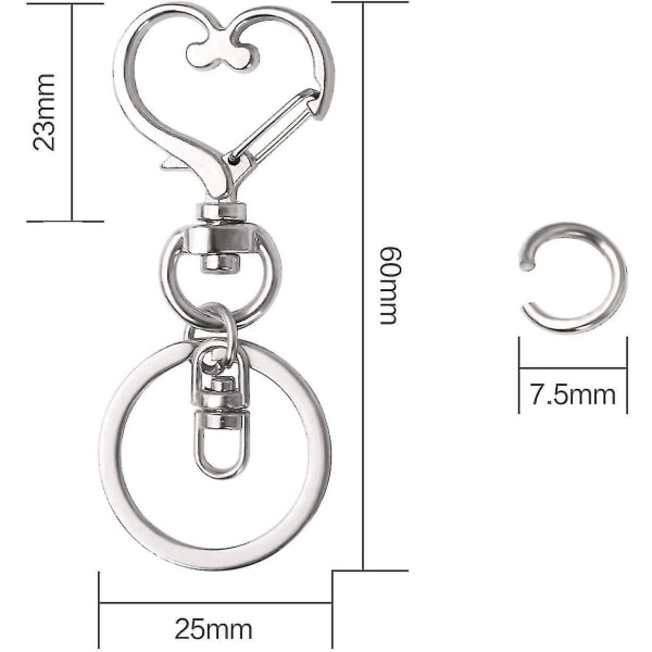 30 stk hjerteformet nøkkelring, metallhjerte nøkkelring legering sink hummer