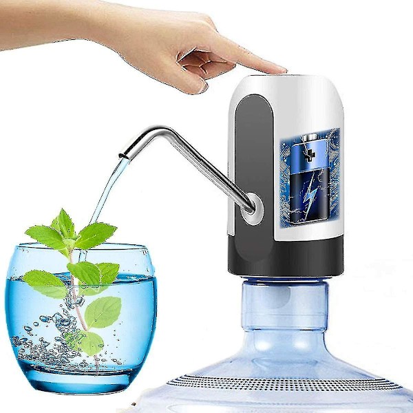 Vattenflaskepumpautomat 5 Gallon Vattenflaskedispenser Med Usb-laddning Automatisk Pump För Utomhus Eller Kök (vit)