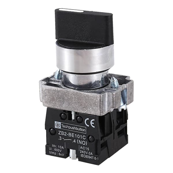 22mm Latching 2 NO 3-position Vælgerskifte Zb2-be101c Sort