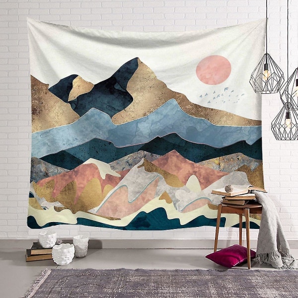 Sunset Wall Tapestry Forest Mountain Psykedeelinen luonto maisema Kodinsisustus 76