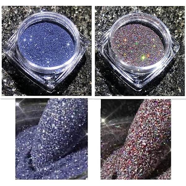 Kimaltava timantti kynsijauhe, 2 laatikkoa holografiset kynnet glitterijauhe kynsikoristelu