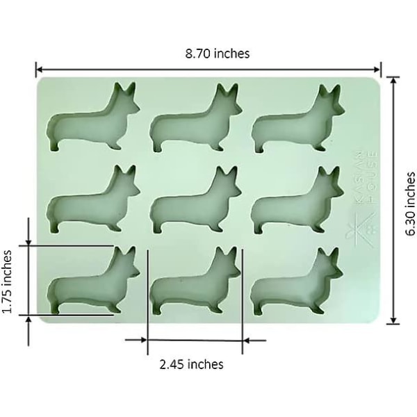 Corgi-silikonijääpalamuotti ja herkkumuotti, 9 corgin muotoista muottia, BPA-vapaa ja lämmönkestävä, suklaamuotti