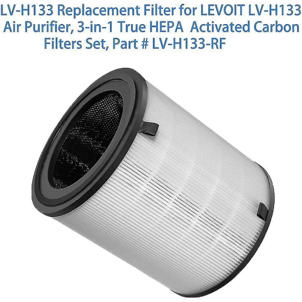 -h133 Ersättningsfilter för -h133 Renare, 3-i-1 True Hepa aktivt kolfilter Del -h133-r