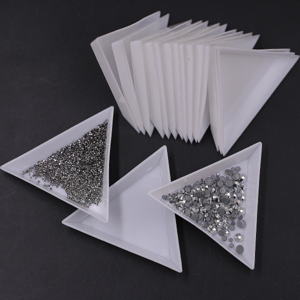 5 stk Plast trekantet brett Rhinestone Diamond Oppbevaringsboks Nail Smykker Perler Organizer Shibaod
