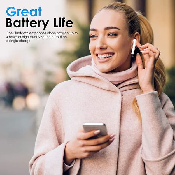 Chronus J3 trådløse hovedtelefoner - Bluetooth-øretelefoner, der er kompatible med Android og iPhone (hvid)