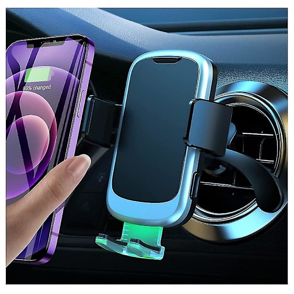 15w Qi trådløs billader, [skjult automatisk] hurtig trådløs billader med automatisk sensor telefonholder ventilationsmontering kompatibel med Samsung S20/s10, til