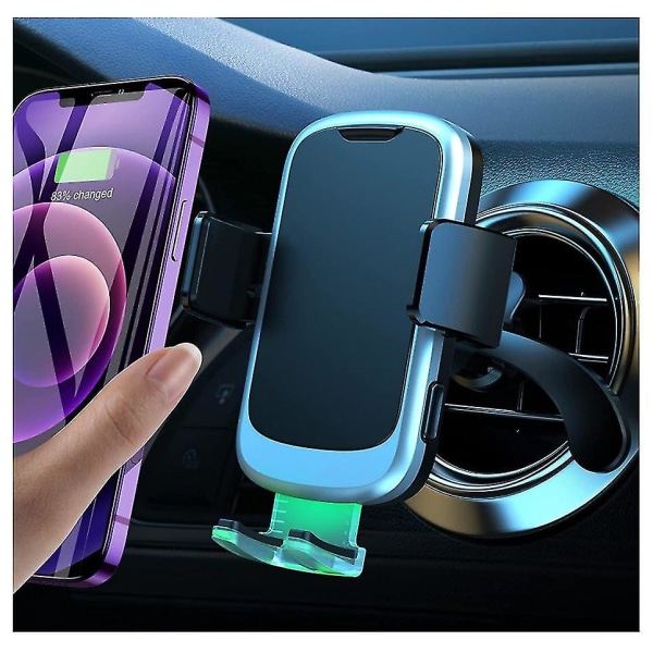 15w Qi trådløs biloplader, [skjult automatisk] hurtig i bil trådløs oplader Automatisk sensor Telefonholder Ventilationsmontering Kompatibel til Samsung S20/s10, til