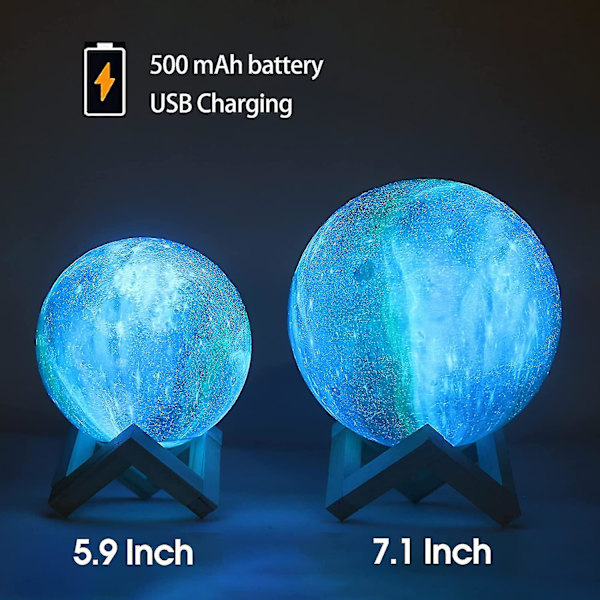 Lighting Galaxy Lys 3d Galaxy Lampe 7.1 tommer 16 farger Måne L