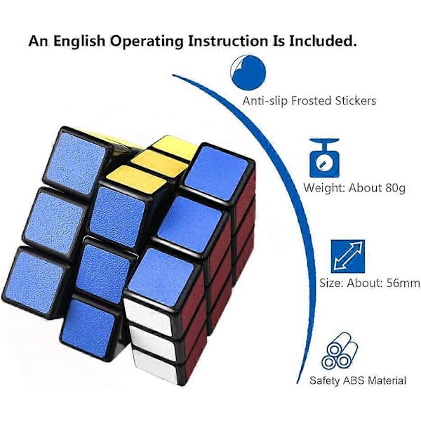 3x3 Speed Cube Lättvriden Magisk Kub 3x3x3 Pusselkub Pedagogiskt Hjärngympa Spel (56mm)