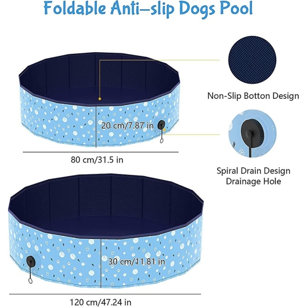 Kokoontaitettava kahluuallas koiralle, lemmikkieläinten kahluuallas kannettava PVC iso uima-allas