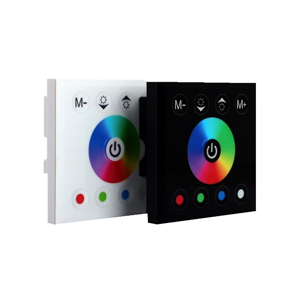 Dc12v-24v Rgb  Rgbw Vægmounted Controller Glaspanel Dimmer Til Led Strips Lampe Sort