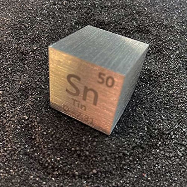 Tenn Element Sn Densitet Kub - Elements Collection Periodiska Systemet - Lab Experiment Material DIY Display, 25.4mm / 1 Tum