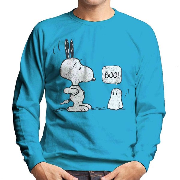 Peanuts Halloween Ghost Fright Snoopy Herre Genser Sapphire Small