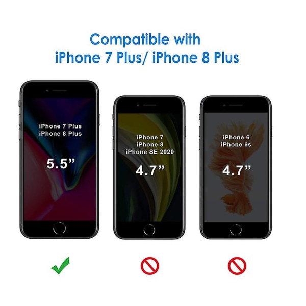 Chronus case , joka on yhteensopiva iPhone 7 Plus:n, Iphone 8 Plus:n, 2 * karkaistun lasin näytönsuojan kanssa (valkoinen)