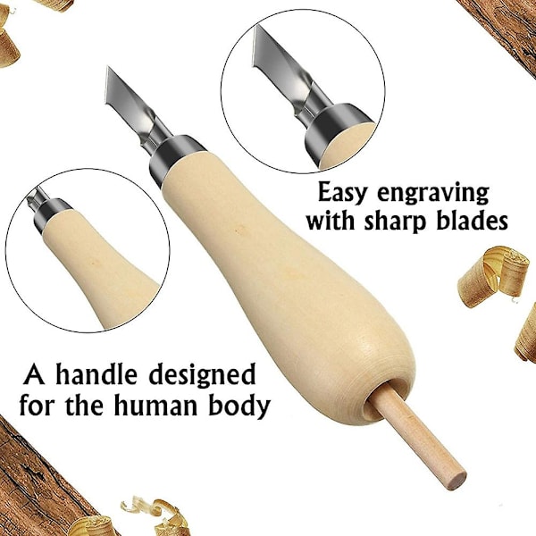 Lino Block Cutting Rubber Stamp Carving Med 5 Blade Wood Håndtak Trykkfremstilling Carving Set
