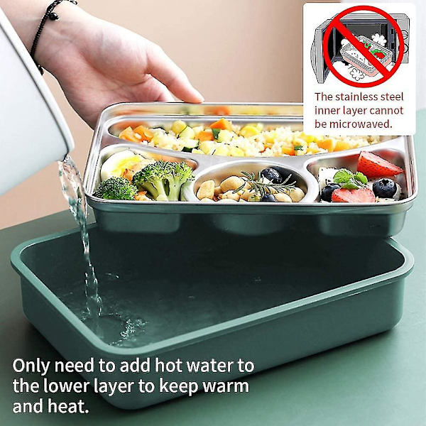 304 4 i 1 Madkasse med Bestik. Anti-læk Bento Box. Bento Box Rustfrit Stål