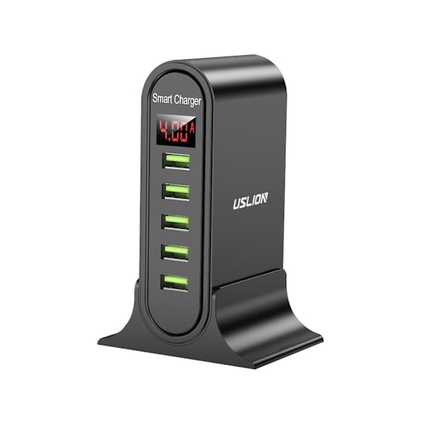 5-porters USB-lader LED-skjerm Multi USB 5v 4a Hurtigladestasjon Universal