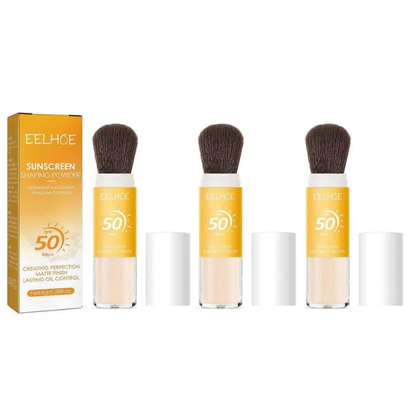 SPF50 Sminke Solkrem Setting Powder Pustende Langvarig Ansiktskomprimert Setting Powder Ansiktskosmetikk 3pcs
