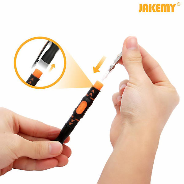 Jakemy 3 i 1 bærbar dobbeltkop bits skruetrækker pen med magnetisk tovejs slids og Phillips bits skruetrækker bits skruetrækker diy reparationsværktøj