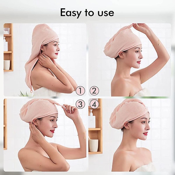 Superabsorberende hårhåndklæde-indpakning - Coral Fleece-hårhåndklæde, Hårtørrehætte Crday-gave