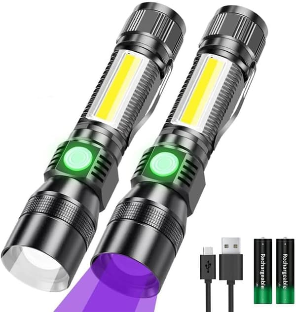 Magnetisk sort lys LED UV lommelygte med 7 tilstande - USB genopladelig