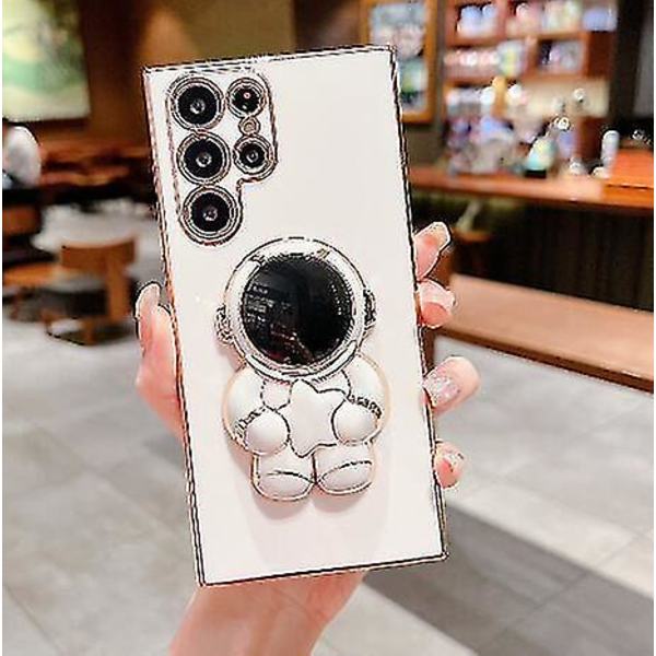 6d Plating Astronaut Hidden Stand Case Cover Yhteensopiva Samsung Galaxy S23 Ultra/s23 Plus/s23 Kamerasuojalla White S23 Ultra