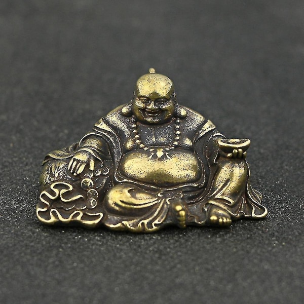 Kobber smilende stor mage Maitreya Buddha Statue Feng Shui Ornament