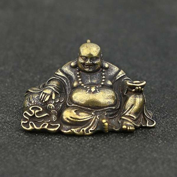Koppar Leende Stor Mag Buddha Staty Feng Shui Eller