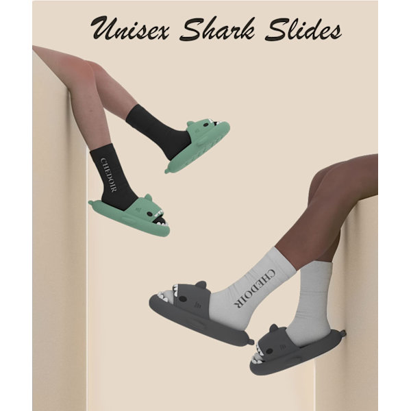 Unisex søde hajsandaler til mænd og kvinder, skridsikre sandaler med åben tå, hajslippers til huset, afslappede strandsko, sålsandaler til kvinder (11-11,5)