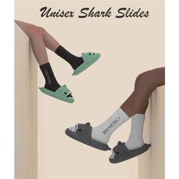 Unisex söta hajrutschbanor för män Kvinnor Anti-halk öppen tå House Shark Tofflor Casual Beach Shoes, Solesandaler Dam Slides（11-11.5）