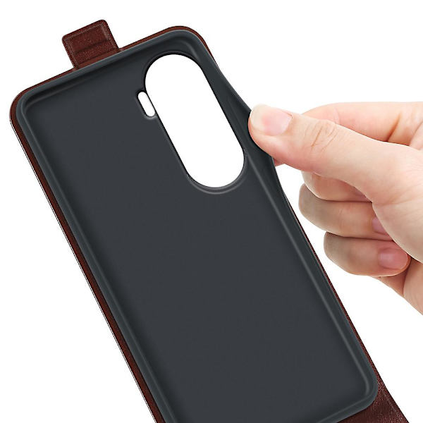 Vertikal flip PU läderfodral för Honor 90 Lite 5g / X50i 5g, vertikalt flip skyddande fodral med kortplats Brown