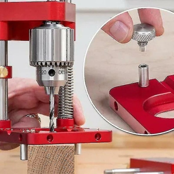 Træbearbejdningsboringslokaliseringsværktøjer - Linjeboringsguide med 1/4 hexbit til bor (Auto Portable Drill Press, 1/2 kapacitet)