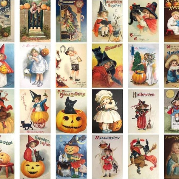24-pak Halloween hekse-postkort, vintage design, perfekt til postcrossing, håndværk, gaver