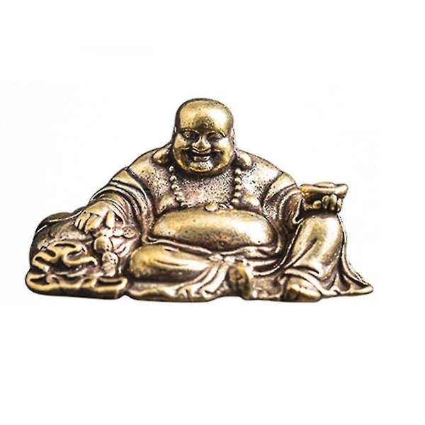 Kobber smilende stor mage Maitreya Buddha Statue Feng Shui Ornament