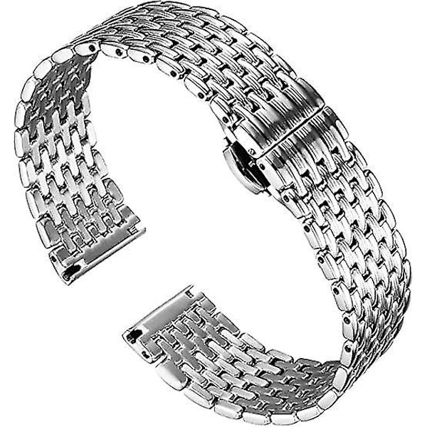 Ultra tunt nät armband i rostfritt stål polerat armband 12mm/14mm/16mm/18mm/20mm/22mm ersättningsarmband för kvinnor med fjärilslås