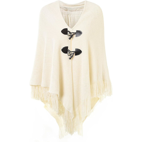 Snygg Hornknapp Rutig Poncho V-ringning, V-fåll