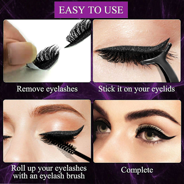 Black Glue-free Eyelashes Set Self-adhesive Curling Eyelashes Eye Makeup Stickers