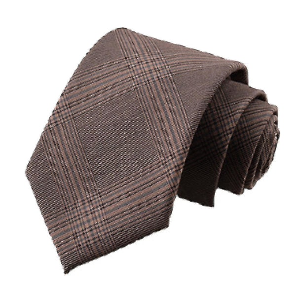 Slips for menn, solid slips for menn, skinny slips i bomullsstripe for menn, slanke slips for menn til bryllup Partymørk brun-ksize