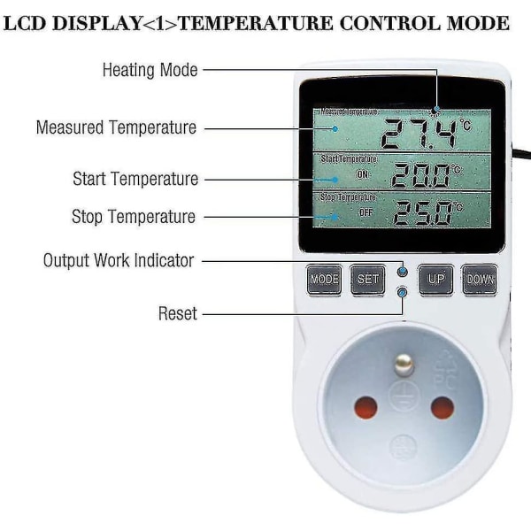 Ays Digital Temperaturregulator, Varme-Køletermostat Stikkontakt Lcd Temperaturregulator, 230v Til Drivhus Farm Temperaturregulator