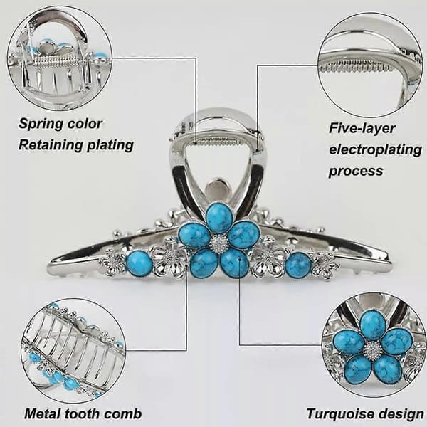 Metalliset retro turkoosit hiusklipsit naisille Snow