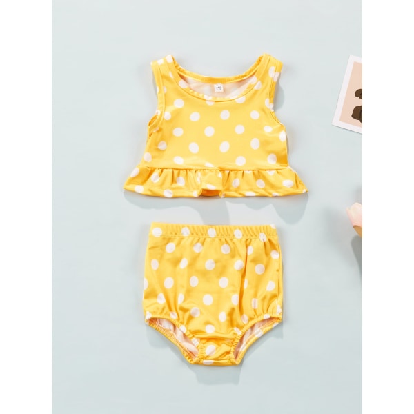 Toddler Børns Badetøj Baby Piger Tankini Bikini Sæt Badetøj S Polka dot printing 80CM