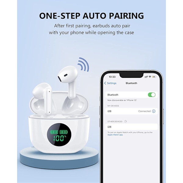 True Wireless Earbuds, Bluetoth 5.2 Hörlurar i-örat, 32H Pla