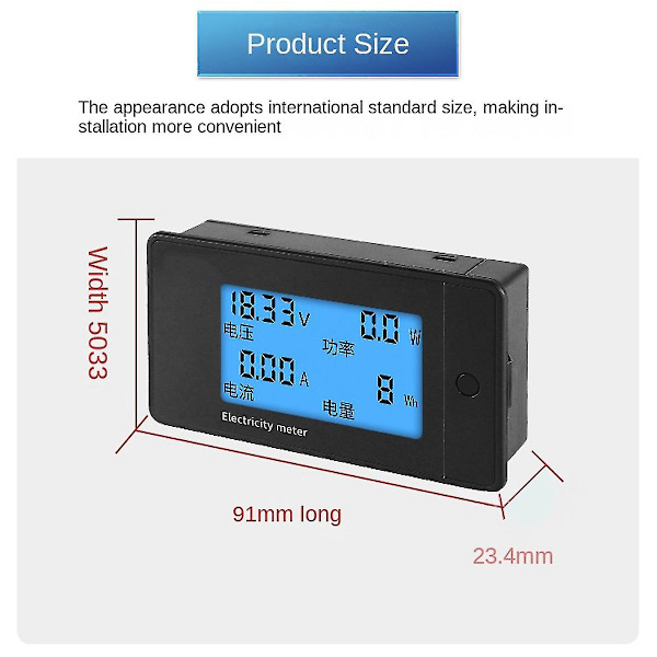 8-100v 4-i-1 Lcd Dc Digital Display Meter Spänning Och Amperemeter Testare