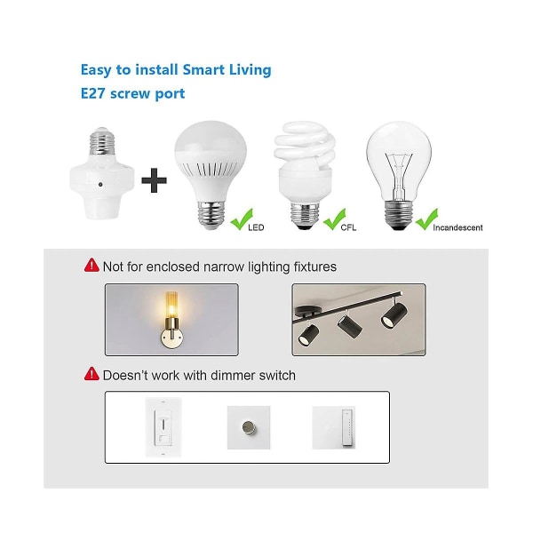 Fjernbetjening Lysfatning E27 Pærefatning Adapter Zigbee Smart Lysholder  Wifi Intelligent Voic 5615 | Fyndiq